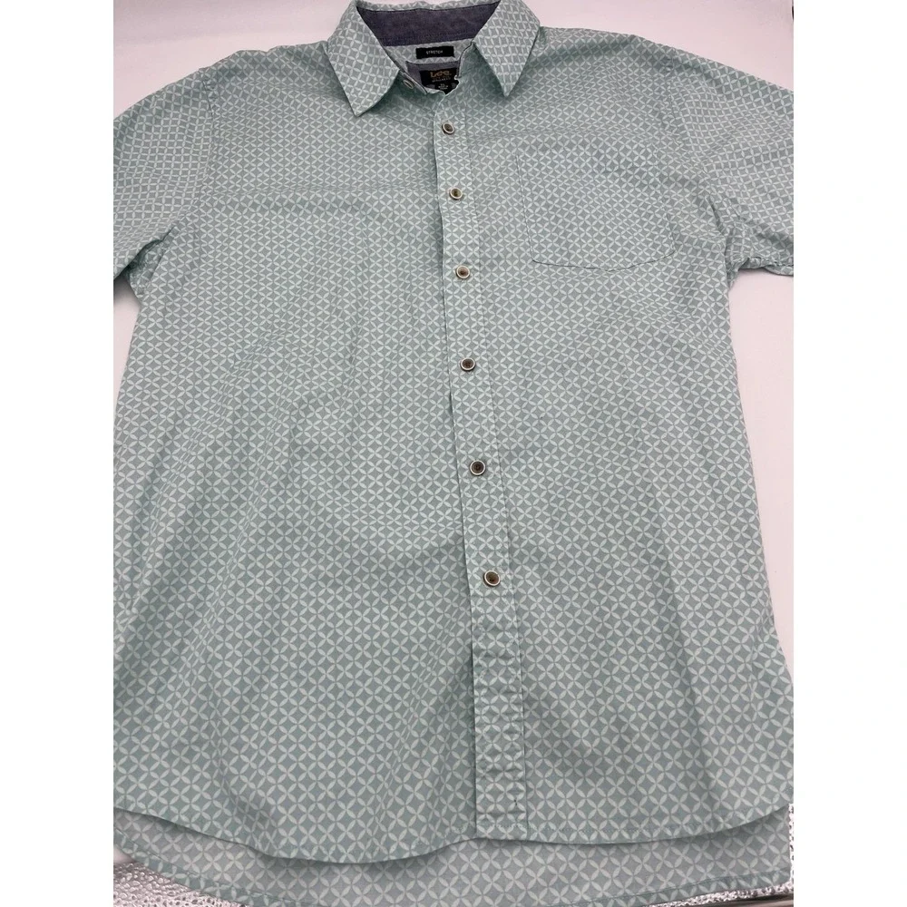 Lee Button Up Shirt Mens XL Stretch Geometric Print Short Sleeve EC - Picture 1 of 3